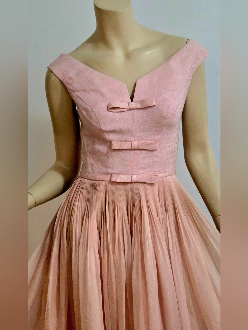 Vtg 50s Frederick& Nelson Ballet Pink Fit&!Flare Dress
